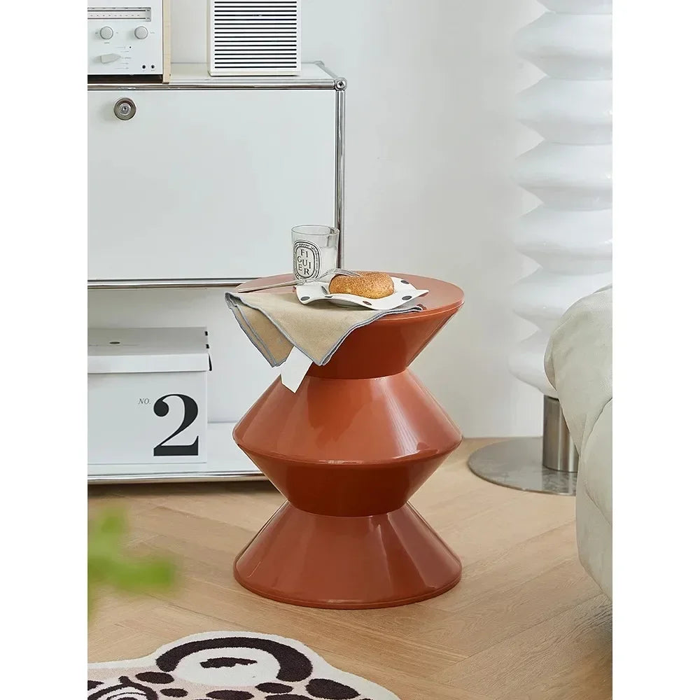 Tabouret de chevet multifonctionnel INS – style nordique créatif, siège sablier en plastique, petite table basse pour salon ou chambre