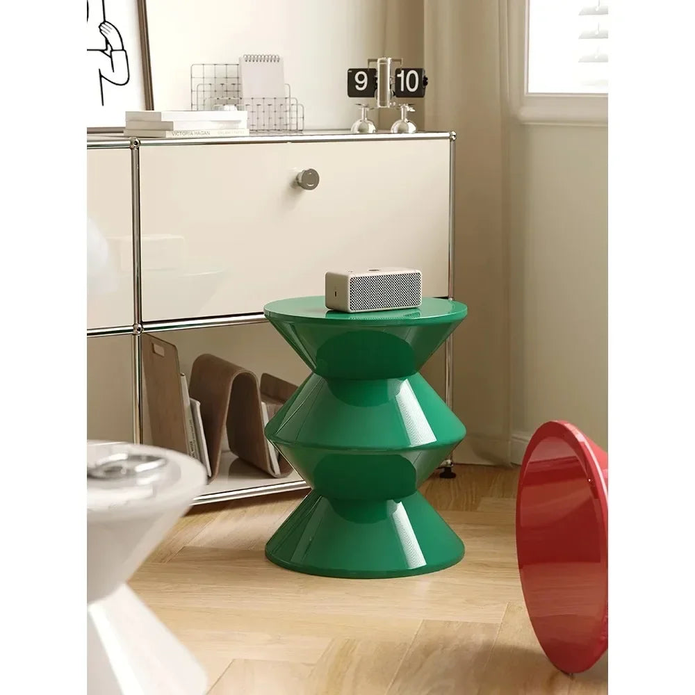 Tabouret de chevet multifonctionnel INS – style nordique créatif, siège sablier en plastique, petite table basse pour salon ou chambre