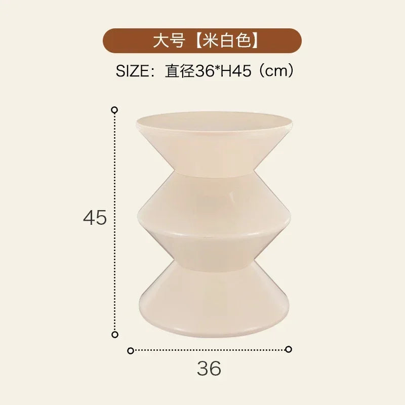 Tabouret de chevet multifonctionnel INS – style nordique créatif, siège sablier en plastique, petite table basse pour salon ou chambre