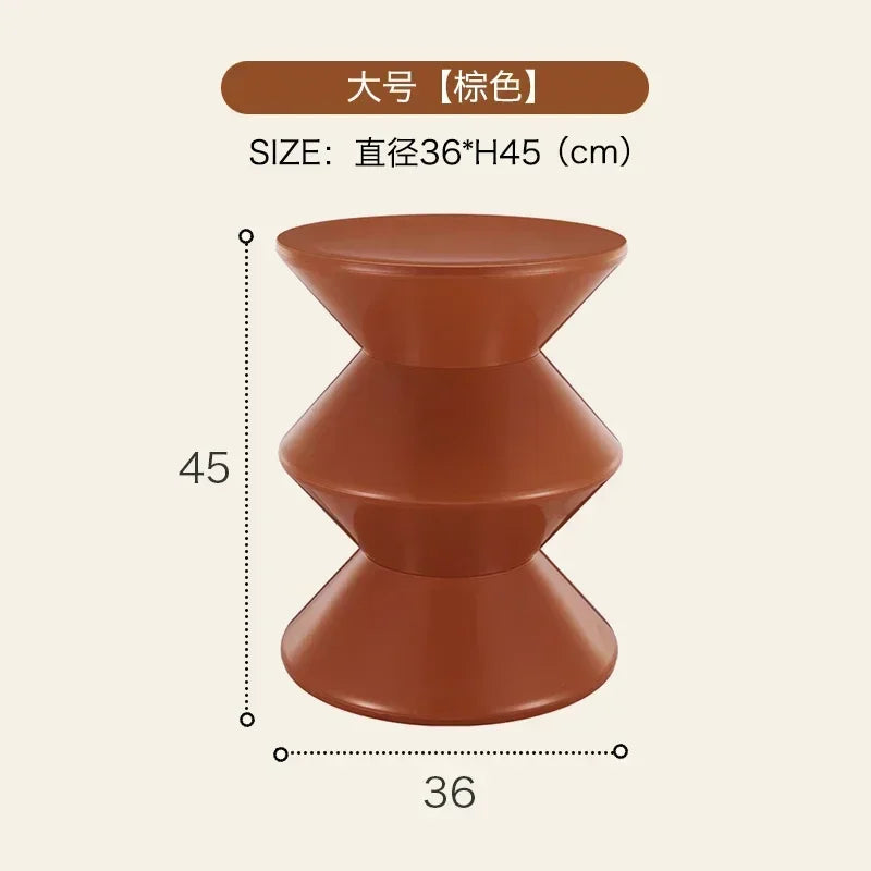 Tabouret de chevet multifonctionnel INS – style nordique créatif, siège sablier en plastique, petite table basse pour salon ou chambre