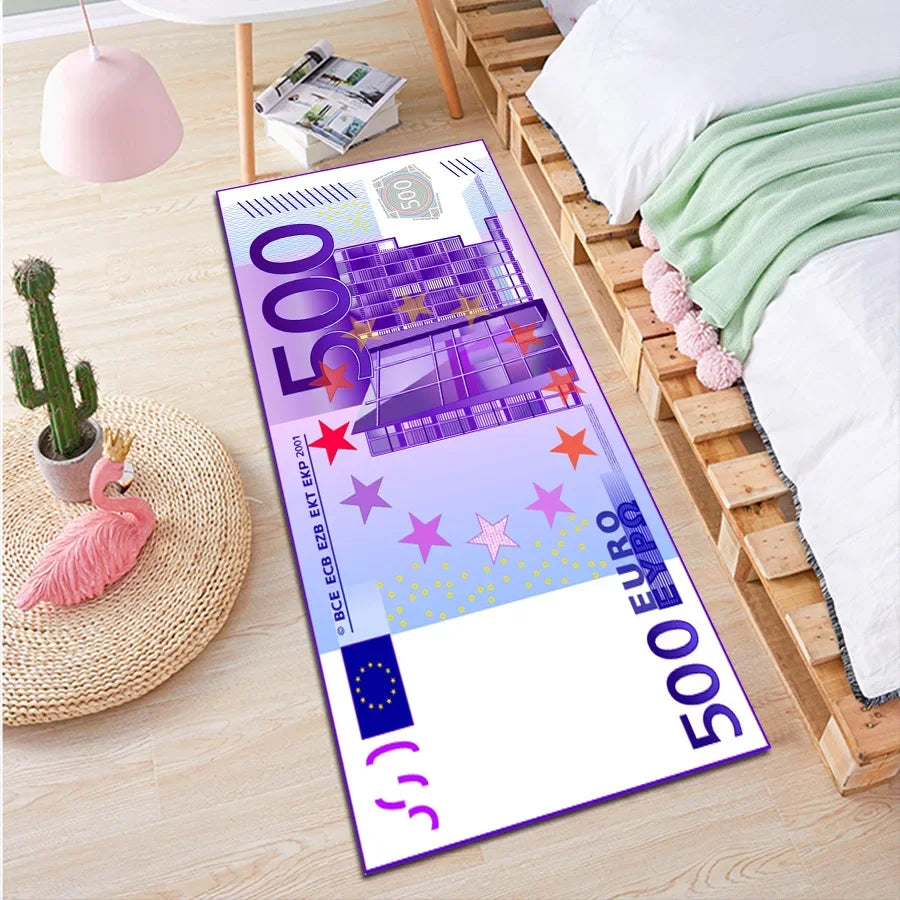 VIKAMA – Tapis long créatif en forme de dollar, antidérapant pour chambre, salon, couloir ou baie vitrée