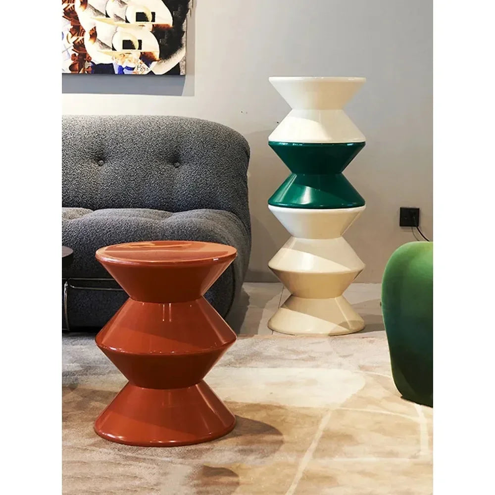 Tabouret de chevet multifonctionnel INS – style nordique créatif, siège sablier en plastique, petite table basse pour salon ou chambre