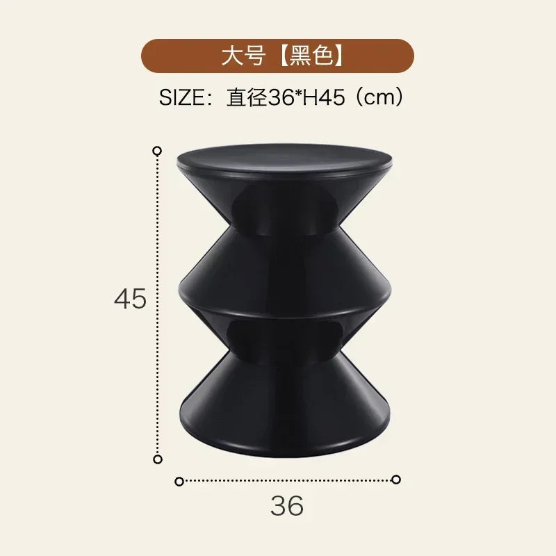 Tabouret de chevet multifonctionnel INS – style nordique créatif, siège sablier en plastique, petite table basse pour salon ou chambre