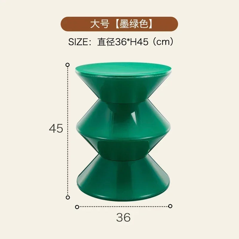 Tabouret de chevet multifonctionnel INS – style nordique créatif, siège sablier en plastique, petite table basse pour salon ou chambre