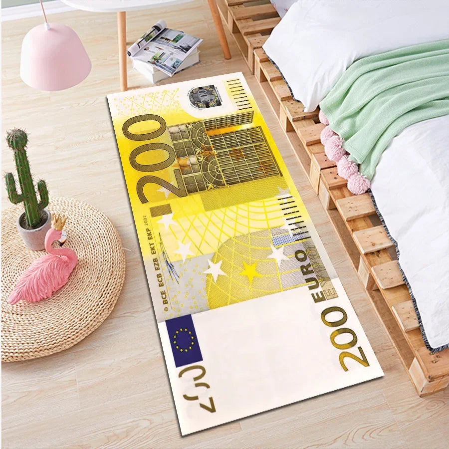 VIKAMA – Tapis long créatif en forme de dollar, antidérapant pour chambre, salon, couloir ou baie vitrée