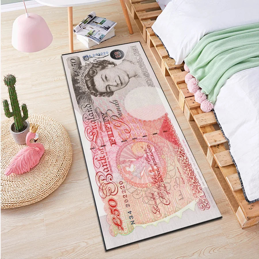 VIKAMA – Tapis long créatif en forme de dollar, antidérapant pour chambre, salon, couloir ou baie vitrée