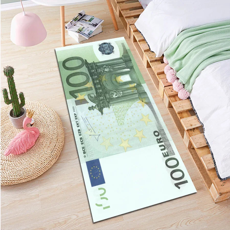 VIKAMA – Tapis long créatif en forme de dollar, antidérapant pour chambre, salon, couloir ou baie vitrée