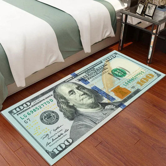 VIKAMA – Tapis long créatif en forme de dollar, antidérapant pour chambre, salon, couloir ou baie vitrée