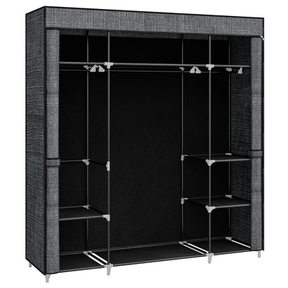 Armoire portable en tissu non tissé – 162 x 43 x 175 cm, 3 porte-vêtements avec housse zippée, couleur noire, pour chambre à coucher