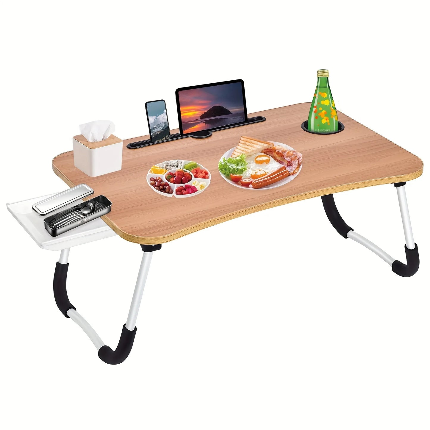 Table pliante multifonction pour ordinateur portable, lit ou canapé – support de lecture, d’écriture ou plateau de petit-déjeuner portable