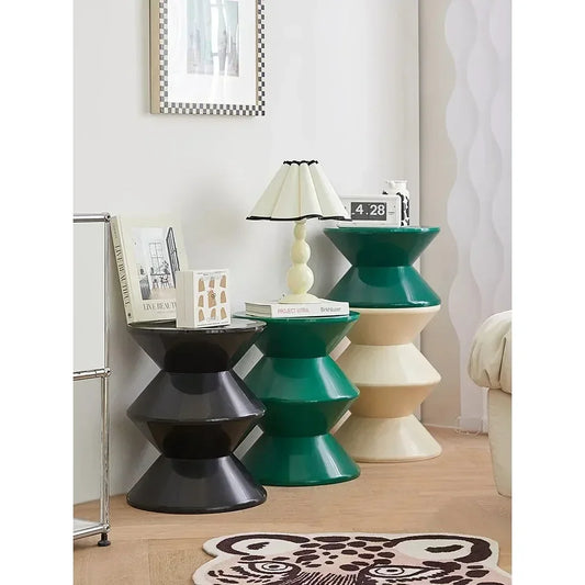 Tabouret de chevet multifonctionnel INS – style nordique créatif, siège sablier en plastique, petite table basse pour salon ou chambre
