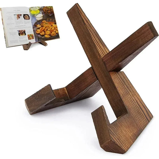 Porte-recette en bois – support décoratif pour livre de cuisine, repose-livre pour comptoir de cuisine, bureau ou table