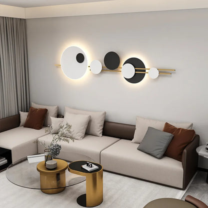 Applique murale LED ronde en métal blanc ou noir, 220V, 120 cm, avec gradation variable – éclairage décoratif pour hall, foyer, bureau ou salle à manger