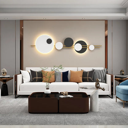 Applique murale LED ronde en métal blanc ou noir, 220V, 120 cm, avec gradation variable – éclairage décoratif pour hall, foyer, bureau ou salle à manger