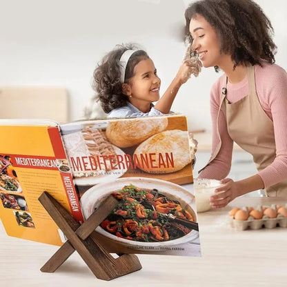 Porte-recette en bois – support décoratif pour livre de cuisine, repose-livre pour comptoir de cuisine, bureau ou table