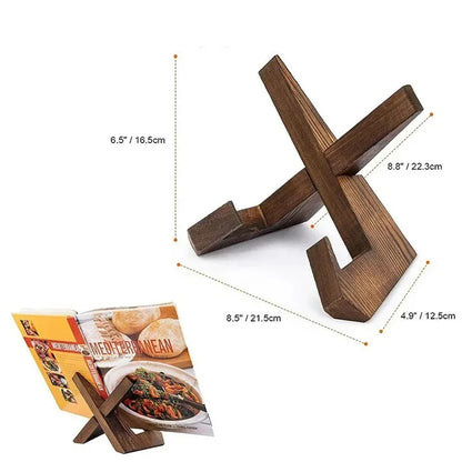 Porte-recette en bois – support décoratif pour livre de cuisine, repose-livre pour comptoir de cuisine, bureau ou table